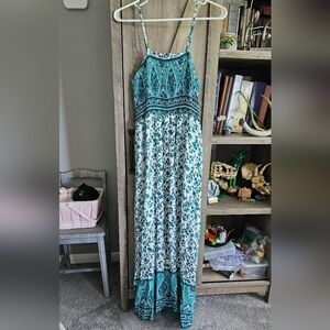 SHEIN Teal and White Maxi Dress